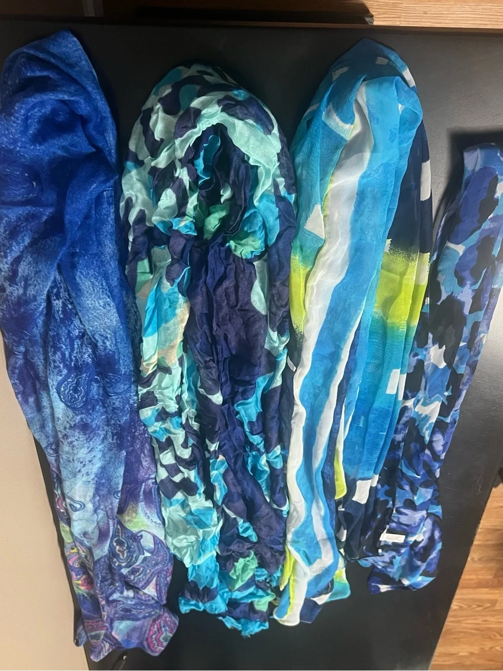 Lightweight Blue Multi-Pattern Women's Scarf Collection